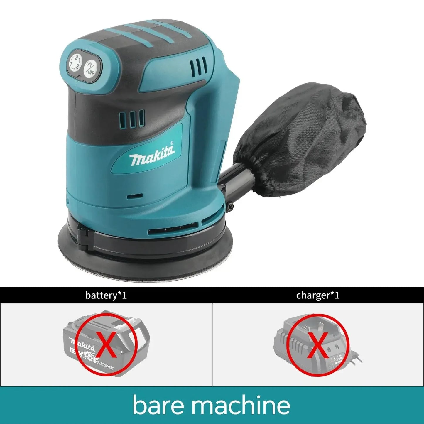 Makita DBO180Z Lithium ion 18V Cordless Rechargeable Disc Random Track Sanding Machine for Woodworking Mud Polishing