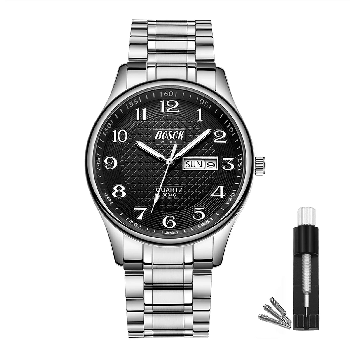 BOSCK Analog Mens Watch 40mm Easy Read Stainless Steel Business Watch for Men Mens Wrist Watches Wrist Watch for Men
