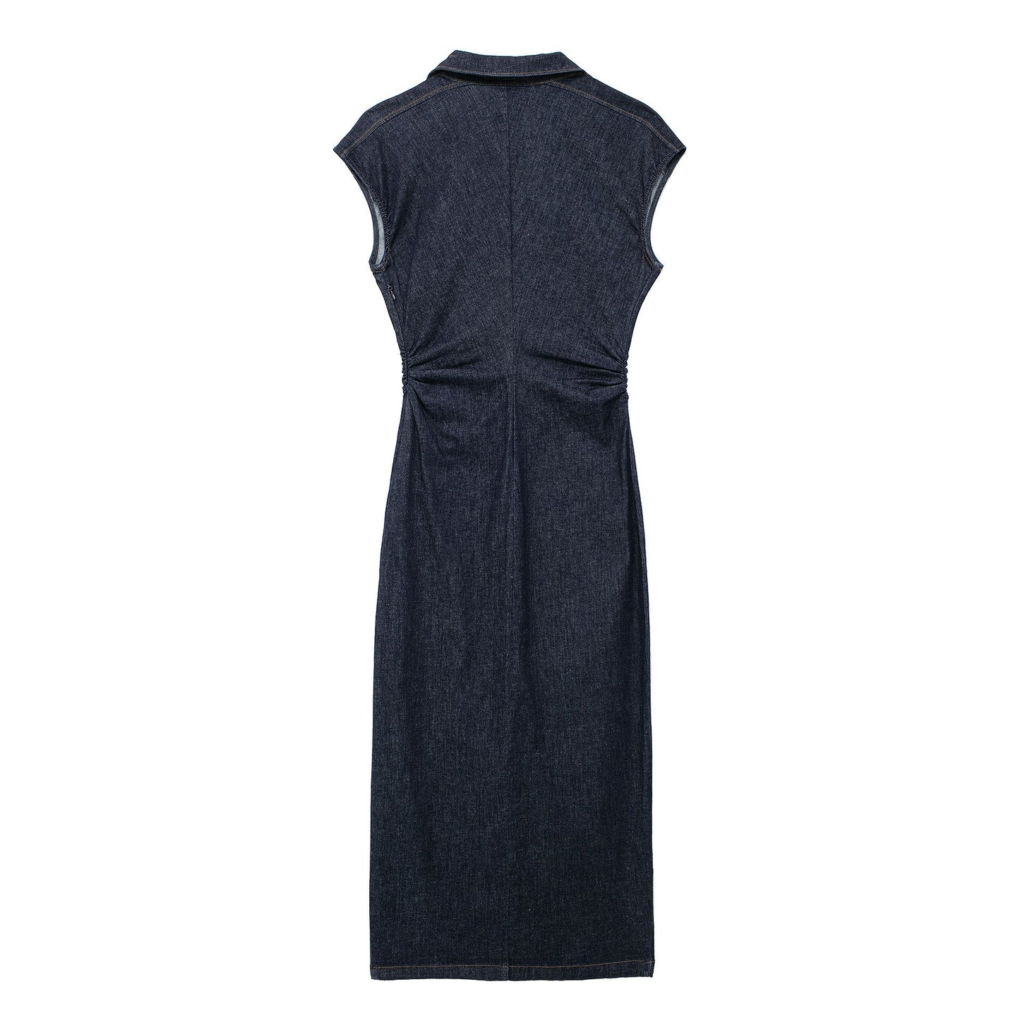 Midi slim fit shirt style single breasted dress