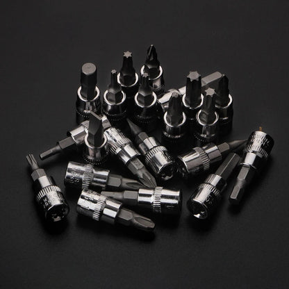 46 Pcs 1/4” Drive Socket Ratchet Wrench Set with Storage Case, Includes Metric Bit Socket Set and Extension Bar for Auto Repair