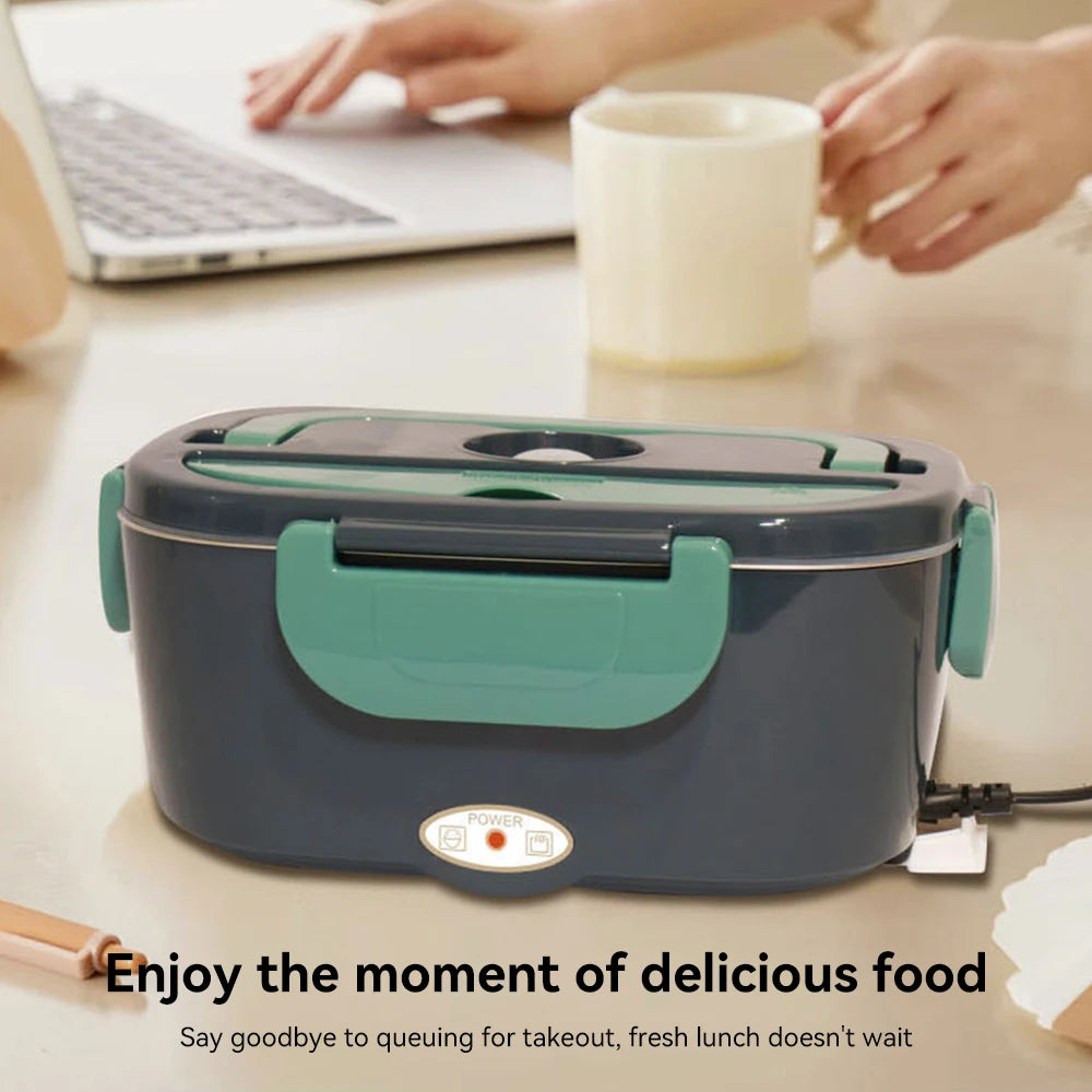 Portable Electric Lunch Box  Stainless Steel Heated Food Container for Car/Office/Home Dining Box Microwave Oven