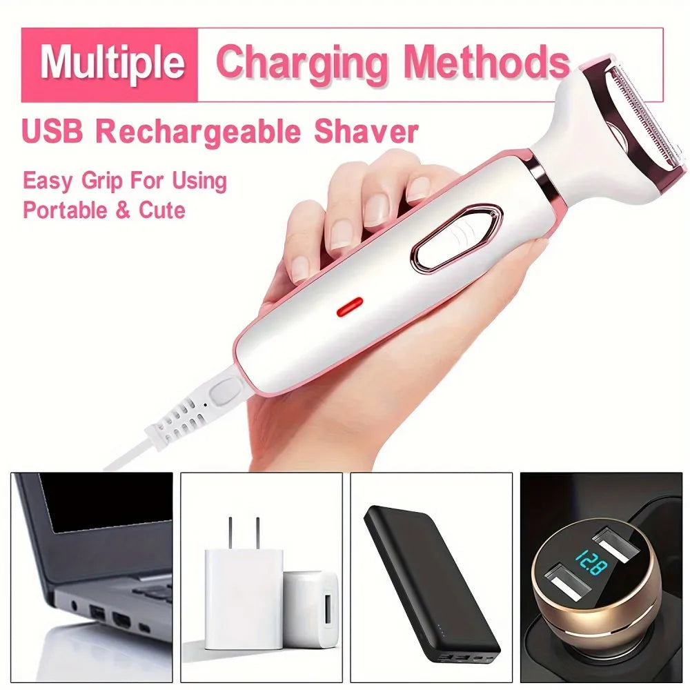 4 In 1 Electric Razor Shaver Multifunctional Lady Shaver Body Hair Removal Epilator Painless Cordless Bikini Trimmer Tool