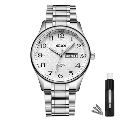 BOSCK Analog Mens Watch 40mm Easy Read Stainless Steel Business Watch for Men Mens Wrist Watches Wrist Watch for Men