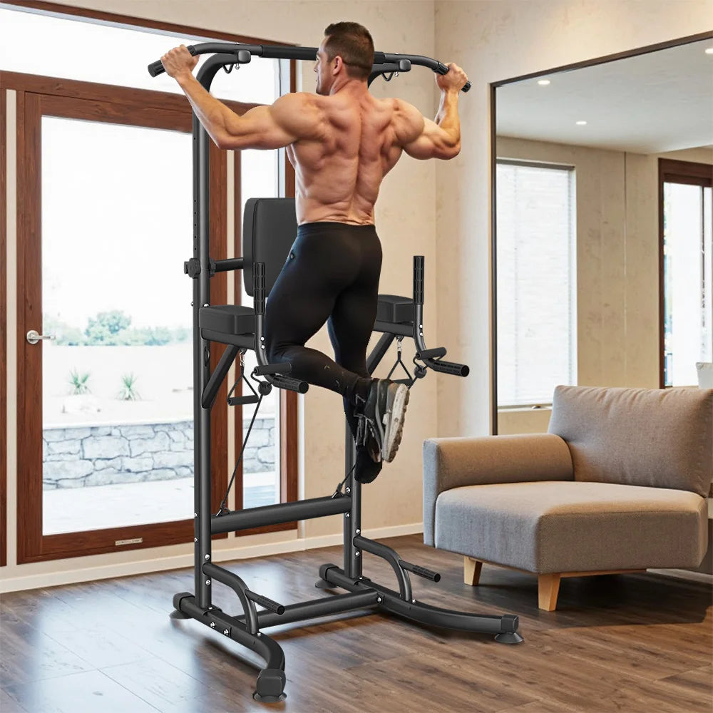 Power Tower Dip Station Pull Up Bar Adjustable Multi-Function Power Tower Abdominal Exercise for Home Fitness Workout Equipment