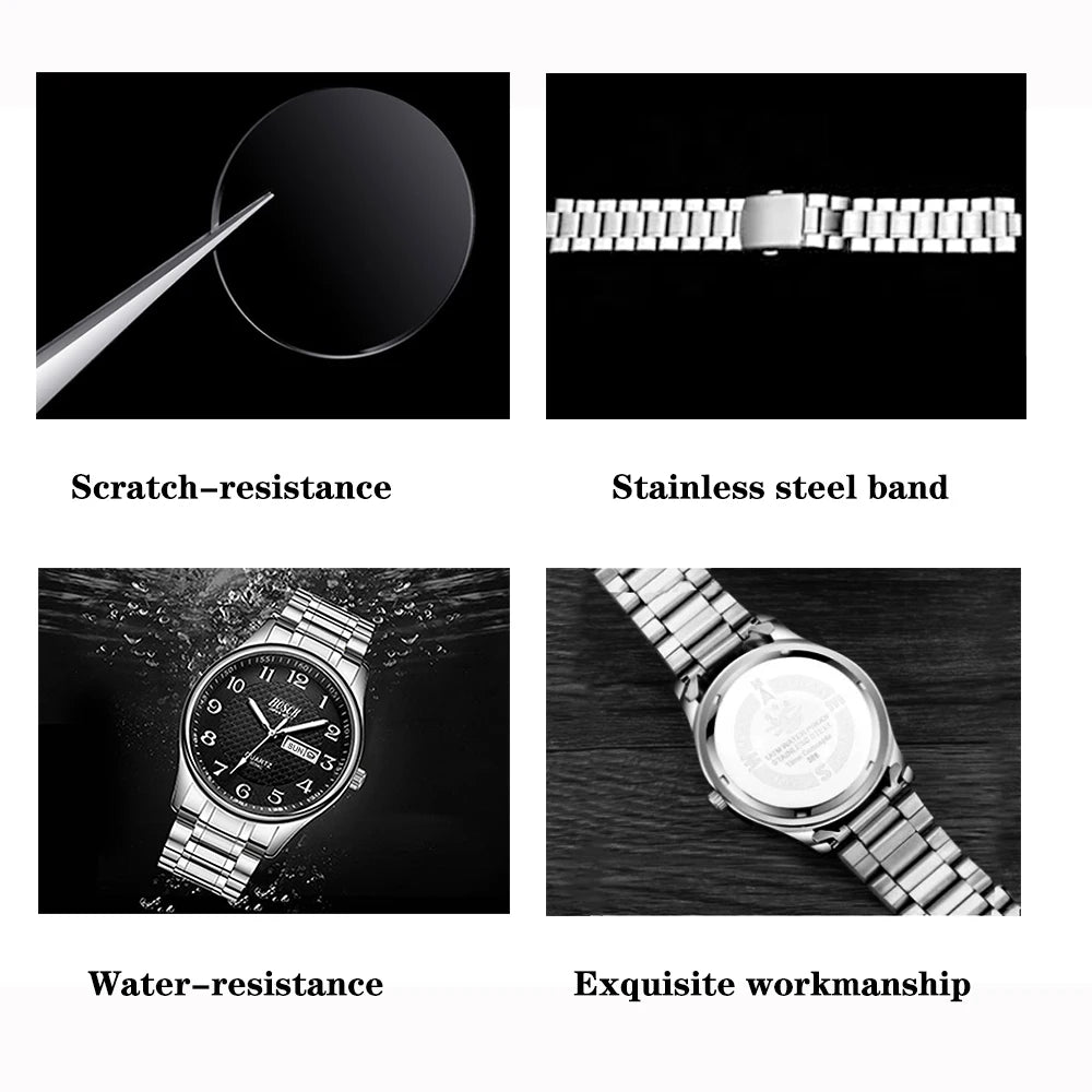 BOSCK Analog Mens Watch 40mm Easy Read Stainless Steel Business Watch for Men Mens Wrist Watches Wrist Watch for Men