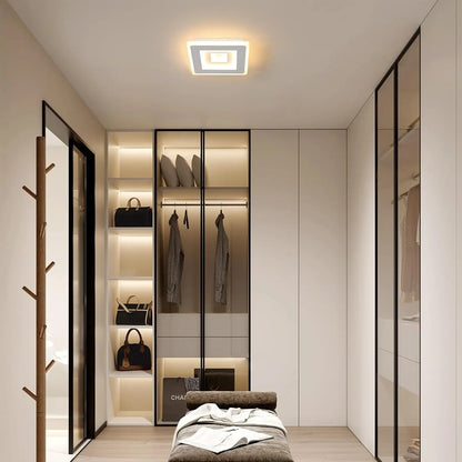 Modern Square LED Ceiling Light,28W Acrylic Ceiling Lamp,White Ceiling Chandelier for Bedroom,Living Room Warm Light 3000K