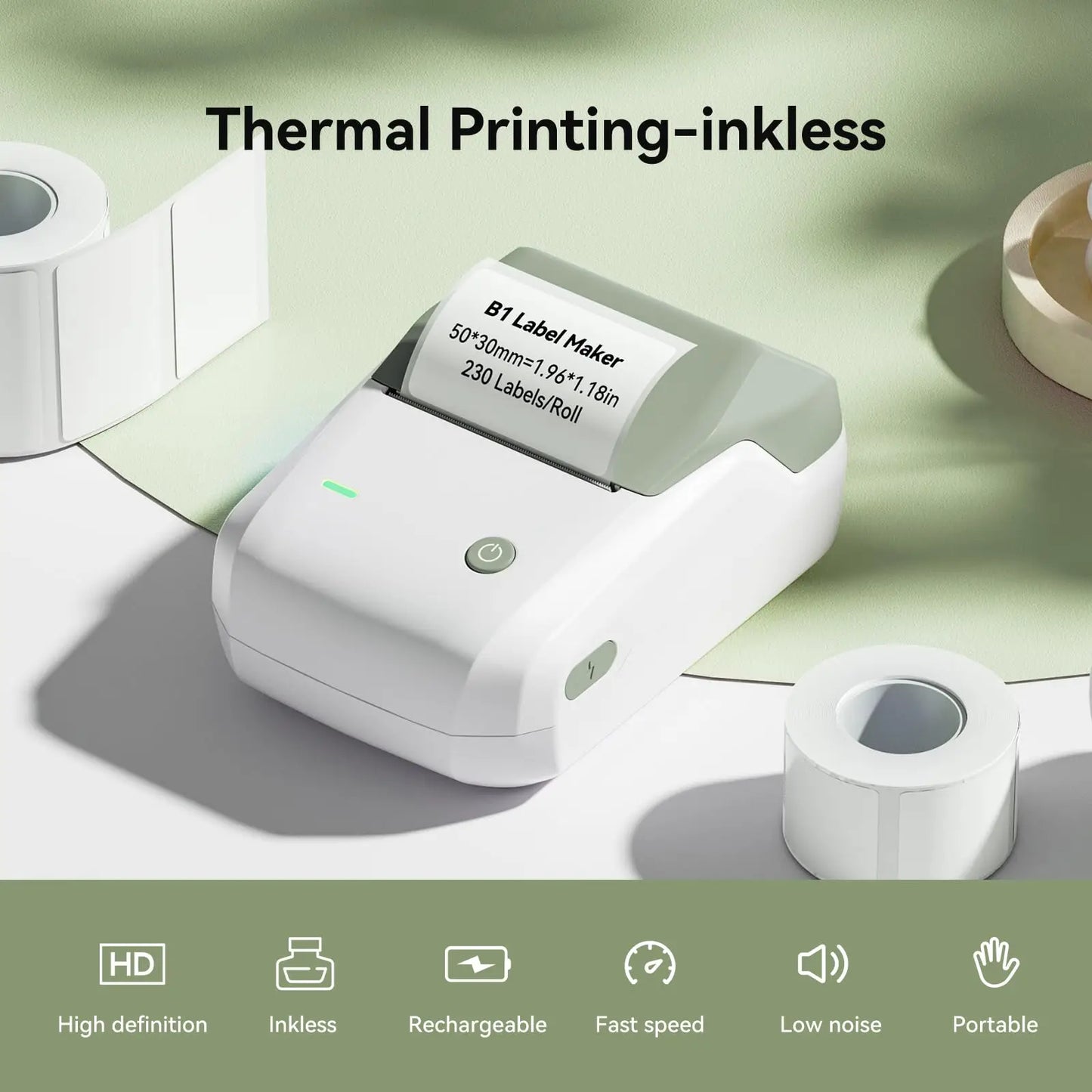 Niimbot B1 Label Maker 2inch Bluetooth Thermal Label Printer for Home Mailing Bakery Grocery Compatible with Phone Computer