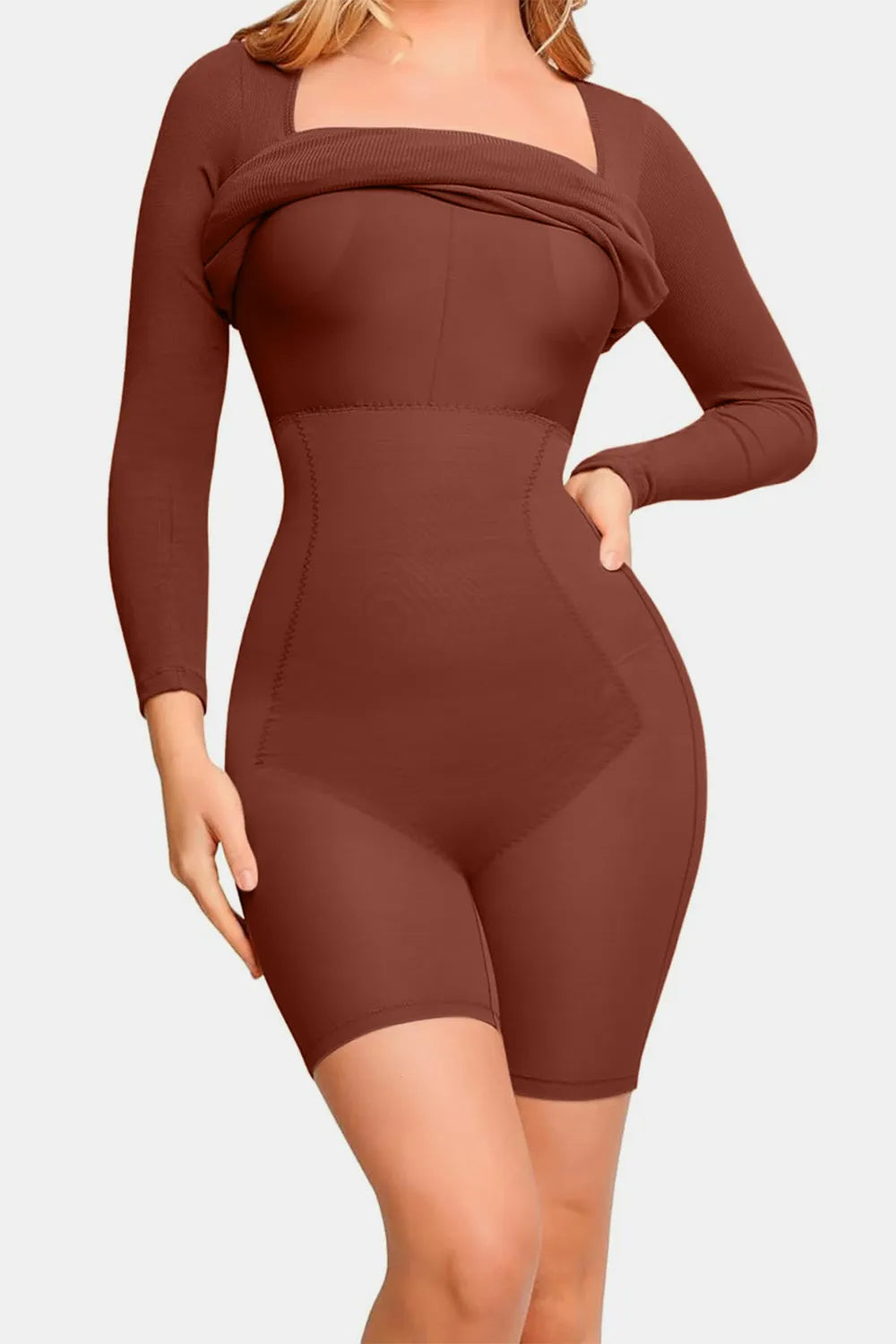 Two in one waist cinching one-piece skirt long sleeved shaping skirt belly cinching waist cinching hip lifting shaping skirt