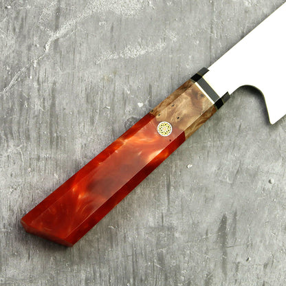 Amberknife 8 inch Kiritsuke Knife 67 Layers VG10 Damascus Steel Kitchen Knives Stabilized Wood Handle Japanese Knife