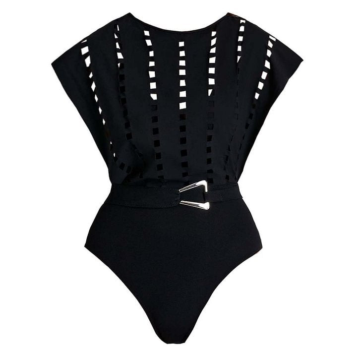 V-neck hollow sexy one-piece swimsuit women's set