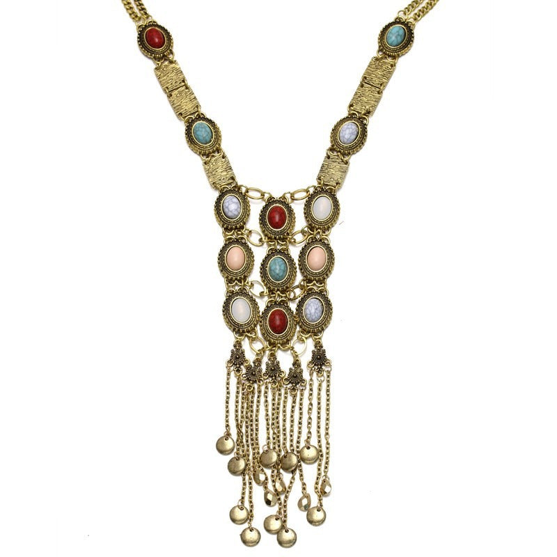 Popular Bohemian style long popular element tassel necklace accessories