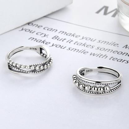 Couple Ring 925 Silver New Jewelry Fashion Simple Wave Point Beaded Ring Accessories Live Ring