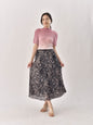 Wool ball yarn tiger print double-layer elastic waist high waist uniform size accordion pleat