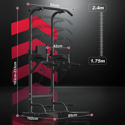 Power Tower Dip Station Pull Up Bar Adjustable Multi-Function Power Tower Abdominal Exercise for Home Fitness Workout Equipment