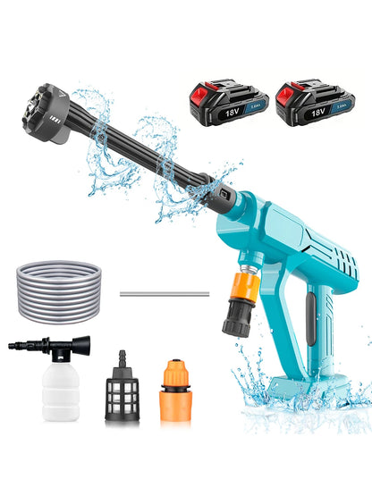 Cordless Pressure Washer, 6-in-1 Nozzle Washer Gun with 2 x 3000mAH Battery 520PSI High Pressure Car Washer Car Floor Cleaner