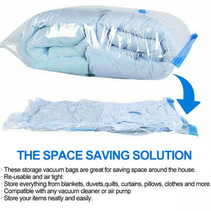 12pcs Vacuum Storage Bags With Valve Folding Compressed Space Saving Clothes Storage Big Size For Towel Cloth Blanket