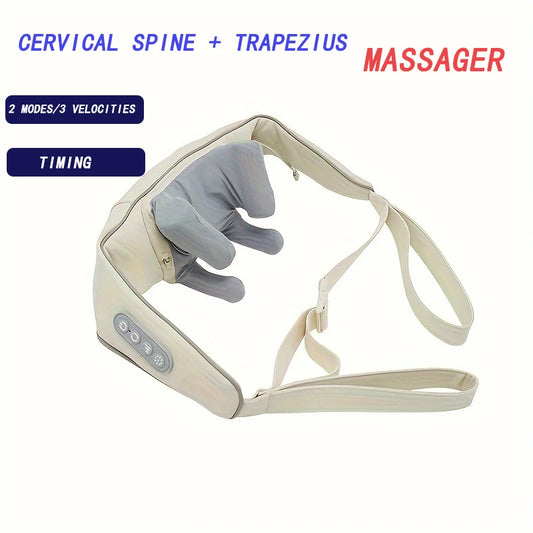 Electric Neck Shoulder Massager Wireless Trapezius Muscles Back Massage Pillow Cervical Back Massage Shawl for Parents Gifts
