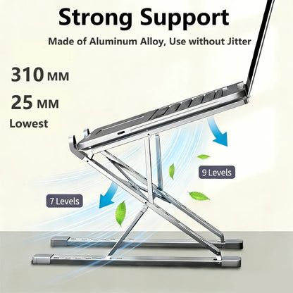 For Macbook Laptop Stand Folding Adjustable Aluminum Computer Pc Tablet Stand Notebook Tablelaptop Holder Heat Dissipation
