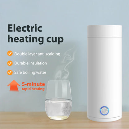 Portable Travel Electric Cup 400ml Stainless Steel Vacuum Insulated Cup Auto Off Electric Kettle Water Boiler for Tea Coffee