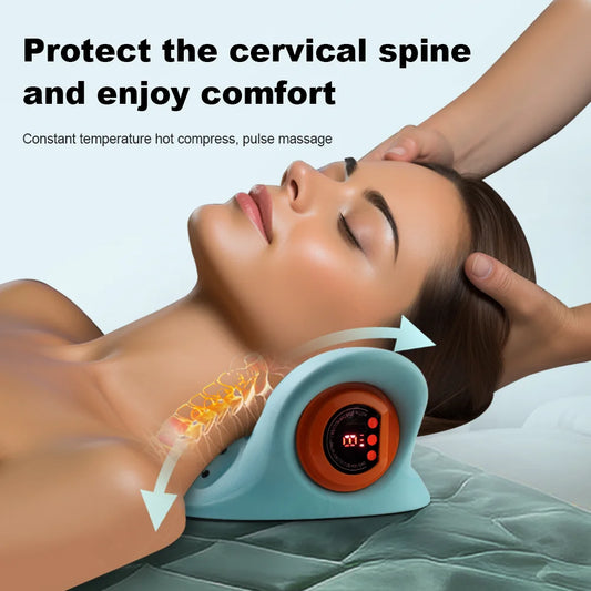 Neck Massager Pillow Adjustable Three speeds Heat Comfortable Stretching for Neck Shoulder Relaxation at Home Office Travel
