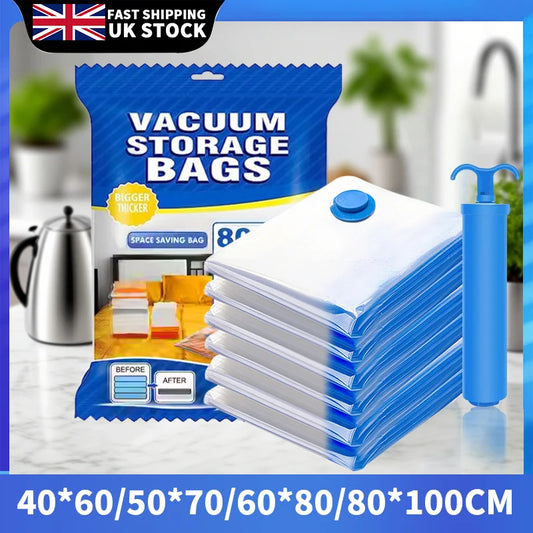 12pcs Vacuum Storage Bags With Valve Folding Compressed Space Saving Clothes Storage Big Size For Towel Cloth Blanket