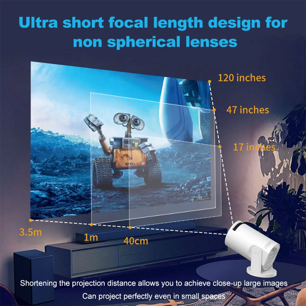 Smart WiFi6 Projector Wireless Sync to Smart Phone HD Home Theater Cinema Video Projector Support iOS Android for Camping Party