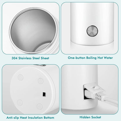 Portable Electric Travel Kettle 400ml  Stainless Steel Vacuum Insulated for Tea/Coffee/Baby Milk Fast Boiling