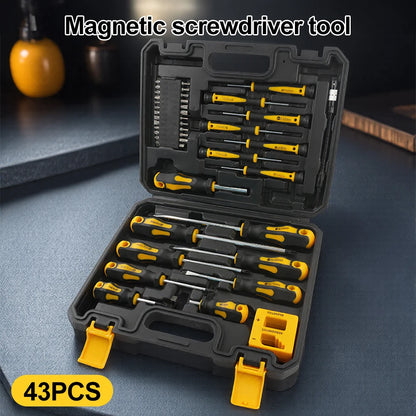 Portable Magnetic Screwdriver Set With Box 43 Pcs Professional Repair Hand Tools For Home Furniture Car Electrical Appliances
