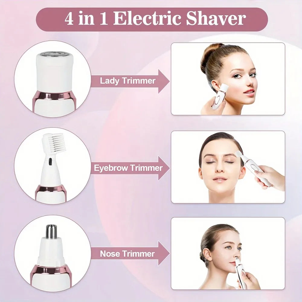 4 In 1 Electric Razor Shaver Multifunctional Lady Shaver Body Hair Removal Epilator Painless Cordless Bikini Trimmer Tool