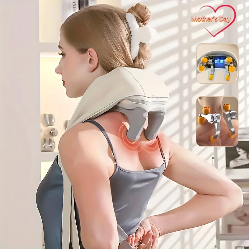 Shiatsu Neck Shoulder Massager Deep Tissue Shawl Kneading Spine Back Muscle Relaxer for Car Home Use Trapezius Neck Massager