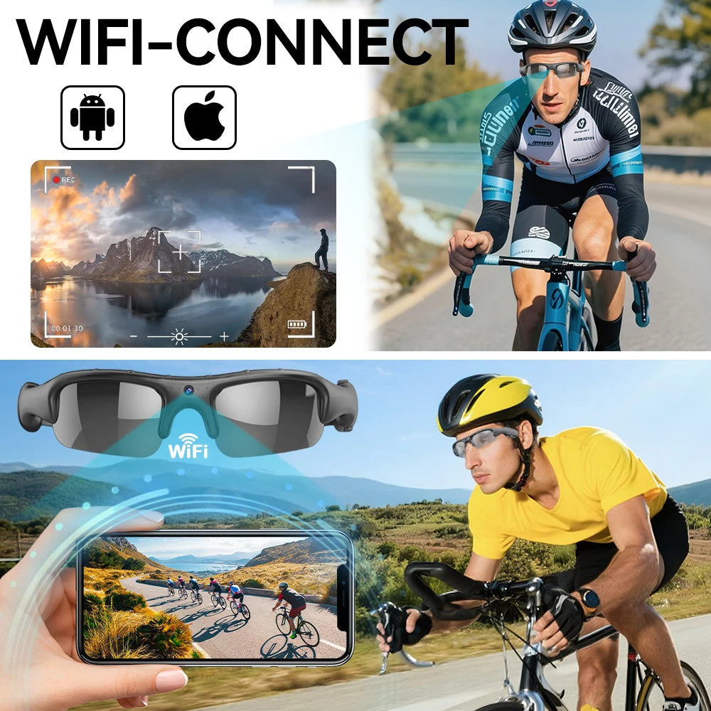 Smart Sunglasses 1080P WiFi Camera Glasses Outdoor Cycling Sports Polarized Lens Smart Security Protection Video Record Glasses
