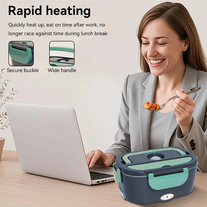 Portable Electric Lunch Box  Stainless Steel Heated Food Container for Car/Office/Home Dining Box Microwave Oven