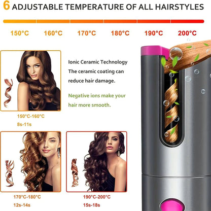 Automatic Curling Iron Portable Wireless Anion Ceramic Hair Curler Fast Heating Fashion Styling Tools Travel Hair Curler Comb