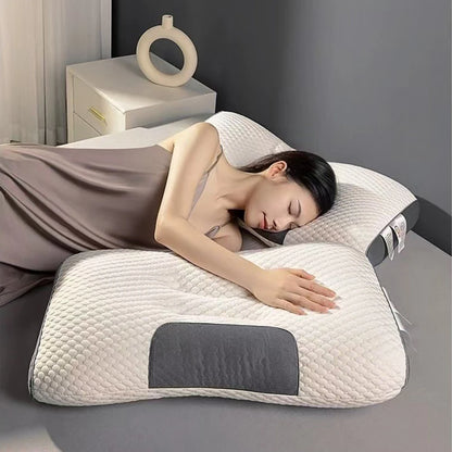2PCS Knitted SPA Massage Pillows - 3D Ergonomic Cervical Support Adjustable Orthopedic Neck Pillow for Sleeping & Home Use