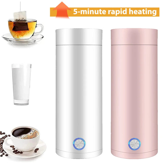 Portable Travel Electric Cup 400ml Stainless Steel Vacuum Insulated Cup Auto Off Electric Kettle Water Boiler for Tea Coffee