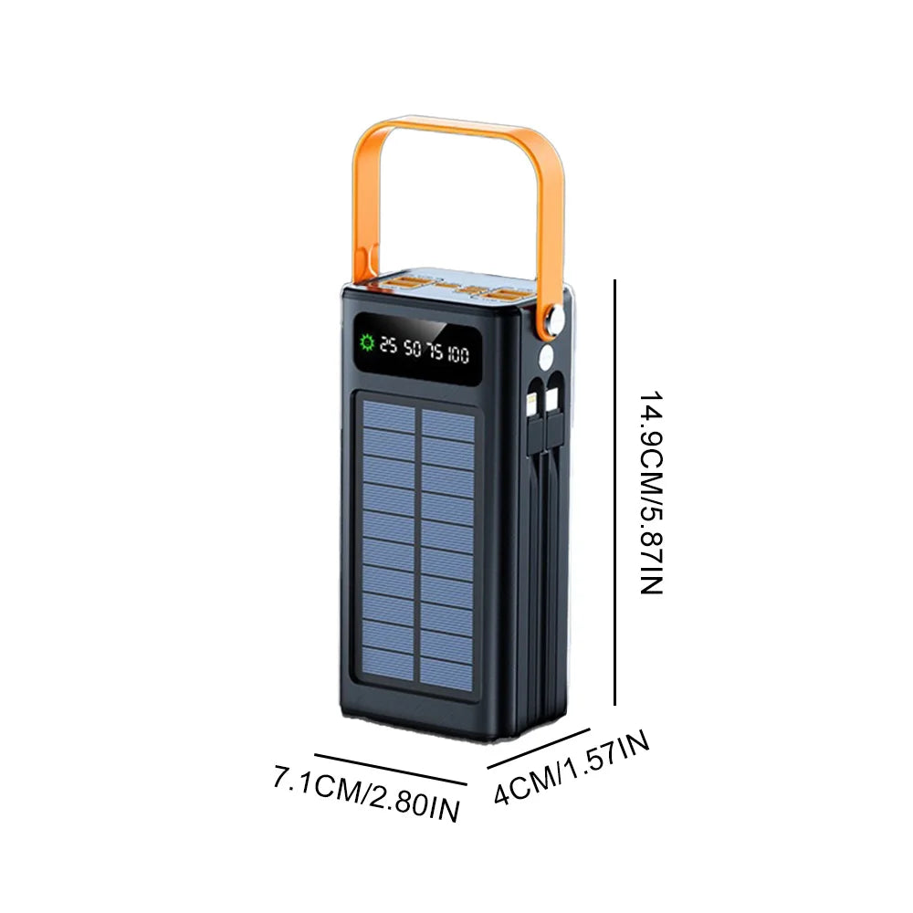 50000mAh Solar Panel Power Bank Fast Charging Comes with Four Wire External Battery Pack  Large Capacity Mobile Power