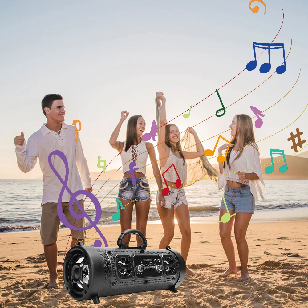 Portable Handheld Wireless Bluetooth Speaker Karaoke Subwoofer Powerful Smart Stereo Speaker For Car Audio Party Beach Camping