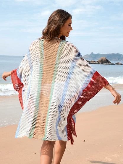 Women's Splicing Hollow Beach Skirt Loose Bikini Hoodie for Women