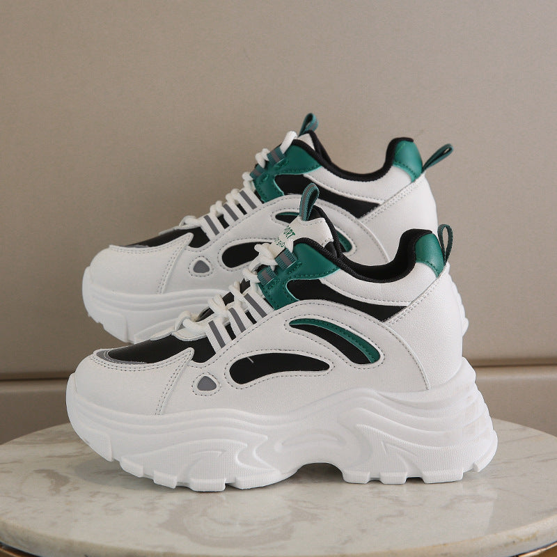 New Korean version versatile slim and tall height increasing thick soled sloping heel casual sports shoes
