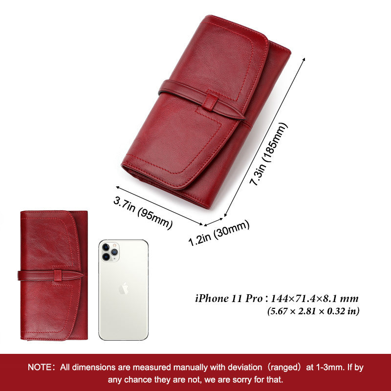 New Ladies Leather Wallet RFID Long Zipper Retro Women's Wallet Large Capacity Women's Bag