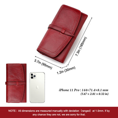 New Ladies Leather Wallet RFID Long Zipper Retro Women's Wallet Large Capacity Women's Bag