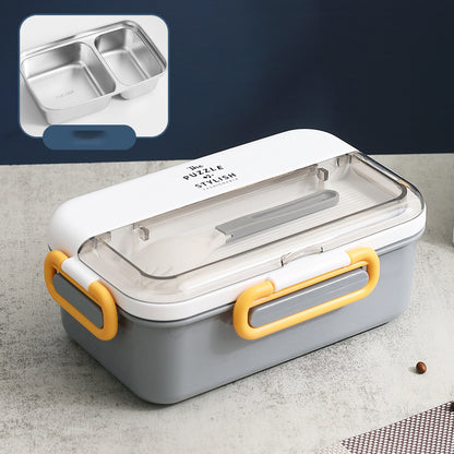 304 stainless steel lunch box with soup bowl school children's leakproof 2-grid bento box with spoon food storage container