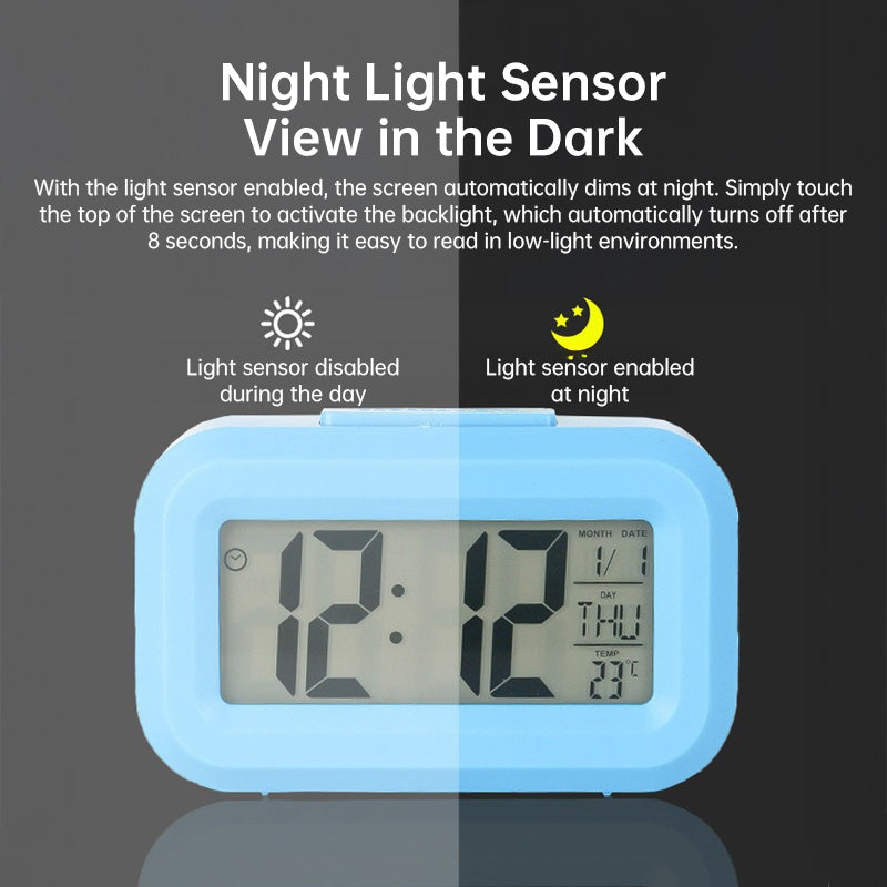 Mini Digital Alarm Clock: LED Backlight, Calendar, Snooze, Data Display