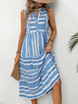 Summer leisure vacation ethnic style printed V-neck dress