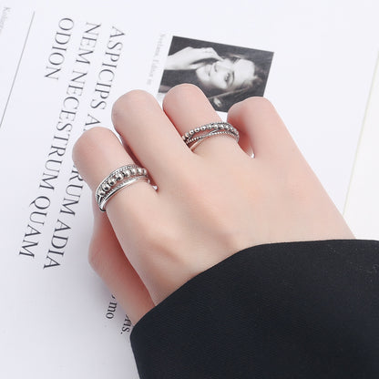 Couple Ring 925 Silver New Jewelry Fashion Simple Wave Point Beaded Ring Accessories Live Ring