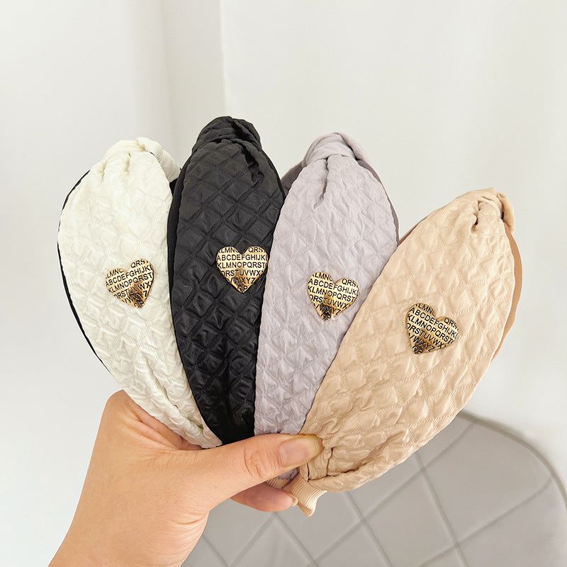 New Headband Pressure Crease Stitching Vintage Knot Hair Accessories Headband Ladies High Top Hair Clip F025