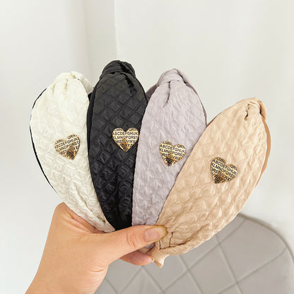 New Headband Pressure Crease Stitching Vintage Knot Hair Accessories Headband Ladies High Top Hair Clip F025