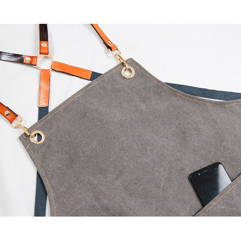 Apron denim workwear with logo printing