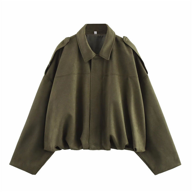 Fashionable lazy suede jacket bomber jacket shorts back skirt jacket set