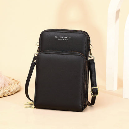 New Fashion Women's Bag Large Capacity One-Shoulder Diagonal Bag Solid Color Multi-Function Mobile Phone Bag Ladies Wallet